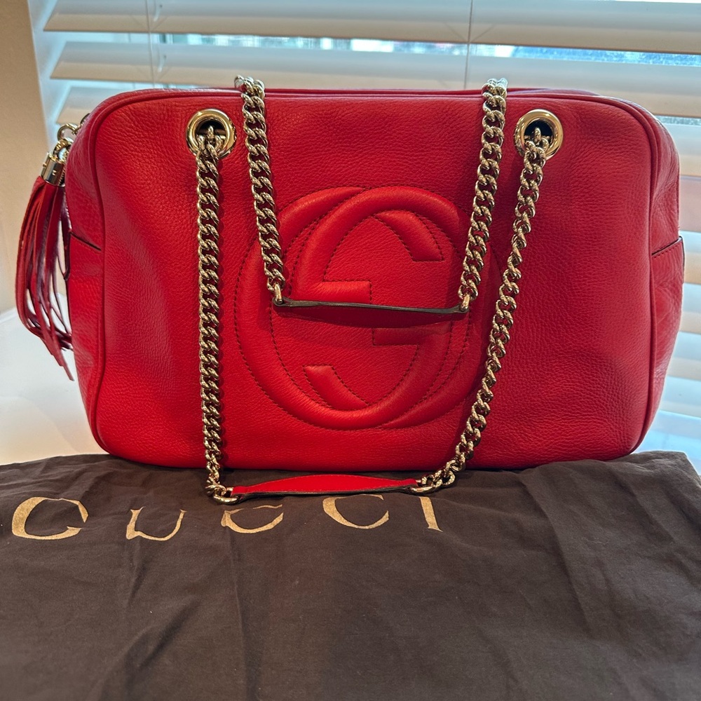Gucci Red Chain Strap Shoulder Bag